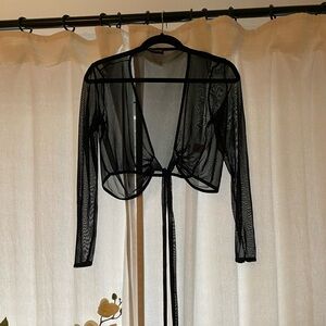 Mesh see through black crop top